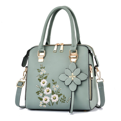 Zöld táska Elise virágmodell