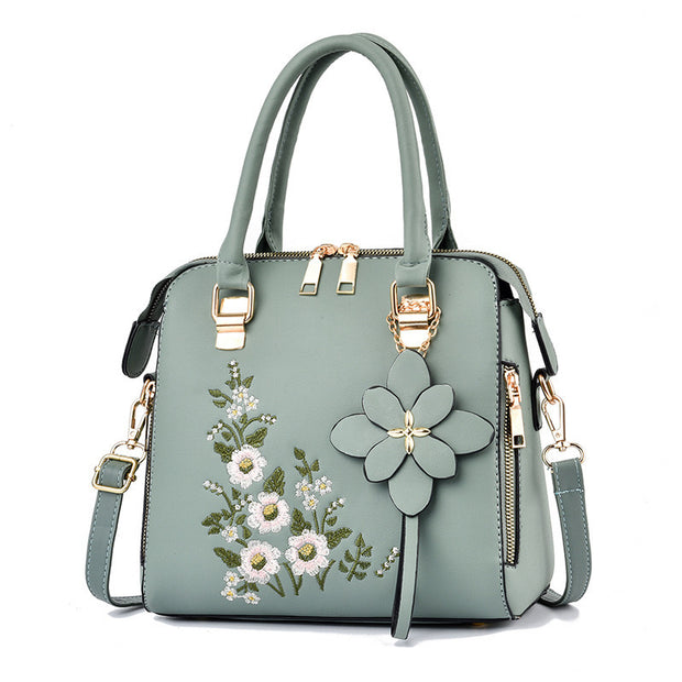 Zöld táska Elise virágmodell